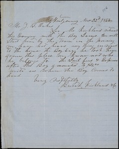 Burch, Kirkland &amp; Co., Montgomery, Ala., manuscript note signed to Ziba B. Oakes, 22 November 1856