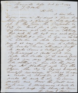 A. J. McElveen, Hainville, Ala., S.C., autograph letter signed to Ziba B. Oakes, 21 October 1856