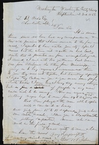 George W. Behn, Washington, Washington Co., Tex., autograph letter signed to Ziba B. Oakes, 23 September 1856