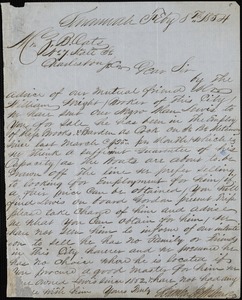 Scranton, Johnston &amp; Co, Savannah, Ga., manuscript letter signed to Ziba B. Oakes, 8 February 1854