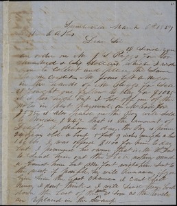 A. J. McElveen, Sumterville, S.C., autograph letter signed to Ziba B. Oakes, 6 March 1854