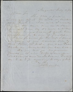 F. C. Barber, Augusta, Ga., autograph letter signed to [Ziba B. Oakes], 11 February 1854