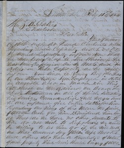 Scranton Johnston &amp; Co., Savannah, manuscript letter signed to Ziba B. Oakes, 11 February 1854