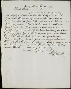 J.R. Cook, Berry&#39;s Hill, autograph letter signed to Ziba B. Oakes, 15 January 1854