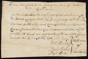 Edward Kelly indentured to apprentice with Edward Selfridge of Rutland