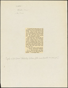 Bartolomeo Vanzetti printed letter to [Elizabeth Glendower Evans], [Charlestown], Winter 1921