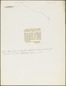 Bartolomeo Vanzetti printed note to Elizabeth Glendower Evans, [Charlestown], Summer 1923
