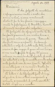 Andrea Bevilacqua [pseudonym of Bartolomeo Vanzetti?] manuscript letter signed (in Vanzetti&#39;s hand), to friends, [Charlestown], 14 August 1923