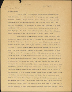 Bartolomeo Vanzetti typed letter (copy) to [Virginia A. MacMechan], [Charlestown], 15 September 1923