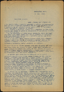 Bartolomeo Vanzetti typed letter (copy) to Luigia Vanzetti, Charlestown, 9 December 1923