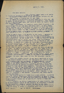 Bartolomeo Vanzetti typed letter (copy) to Luigia Vanzetti, [Charlestown], 6 April 1924
