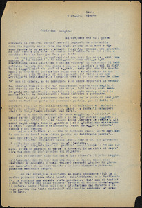 Bartolomeo Vanzetti typed letter (copy) to Luigia Vanzetti, [Charlestown], 4 May 1924
