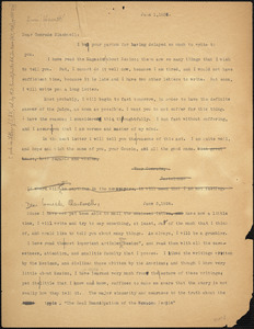 Bartolomeo Vanzetti typed note (copy) to Alice Stone Blackwell, [Charlestown], 1 June 1924 ; Bartolomeo Vanzetti typed letter (incomplete copy) to Alice Stone Blackwell, [Charlestown], 3 June 1924