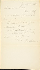 Bartolomeo Vanzetti autographed note signed to Lucia Mancini, [Charlestown], 27 June 1924