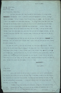 Bartolomeo Vanzetti typed letter (copy) to Mrs. M. O&#39;Sullivan, [Bridgewater Hospital for the Criminally Insane], 18 April 1925 ; Bartolomeo Vanzetti typed note (copy) to Mrs. M. O&#39;Sullivan, [Charlestown], 6 June 1925 ; Bartolomeo Vanzetti typed note (copy