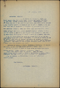 Bartolomeo Vanzetti typed letter (copy) to [Luigia Vanzetti], [Charlestown], 25 October 1925