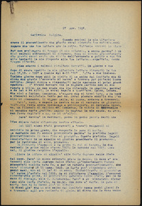 Bartolomeo Vanzetti typed letter (copy) to Luigia Vanzetti, [Charlestown], 27 November 1925