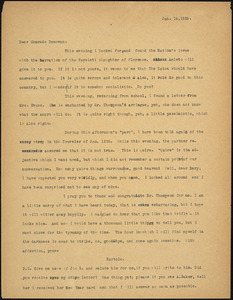 Bartolomeo Vanzetti typed letter (copy) to Mary Donovan, [Charlestown], 14 January 1926
