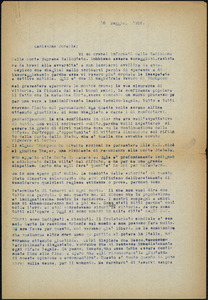 Bartolomeo Vanzetti typed letter (copy) to Luigia Vanzetti, [Charlestown], 16 May 1926