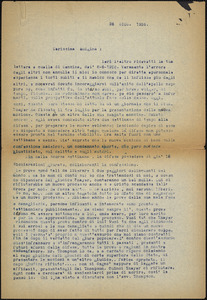 Bartolomeo Vanzetti typed letter (copy) to Luigia Vanzetti, [Charlestown], 26 June 1926