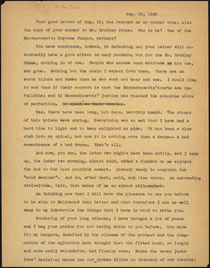 Bartolomeo Vanzetti typed letter (copy) to [Elizabeth Glendower Evans], [Charlestown], 19 August 1926 ; Bartolomeo Vanzetti typed note (copy) to [Elizabeth Glendower Evans], [Charlestown], 4 September 1926
