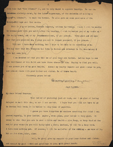 Bartolomeo Vanzetti typed note (copy) to Mary Donovan, [Charlestown], 8 September 1926