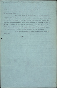 Bartolomeo Vanzetti typed note (copy) to Theodore Debs, [Charlestown], 3 November 1926