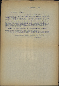 Bartolomeo Vanzetti typed letter (copy) to Luigia Vanzetti, [Charlestown], 4 November 1926
