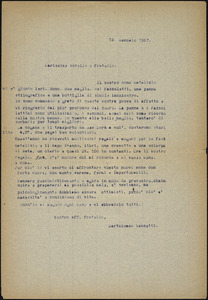 Bartolomeo Vanzetti typed letter (copy) to Luigia and Vincenzina Vanzetti and Ettore Vanzetti, [Charlestown], 16 January 1927