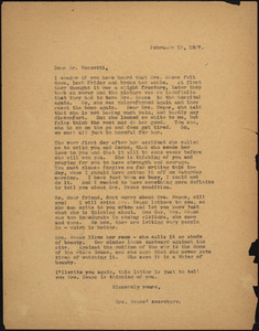 Anna Bloom typed letter (copy) to Bartolomeo Vanzetti, [Boston], 15 February 1927