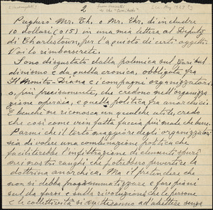 Bartolomeo Vanzetti autographed letter signed &quot;Comitato&quot; [Sacco-Vanzetti Defense Committee] (incomplete), [Dedham, May 1927]