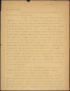 Bartolomeo Vanzetti typed letter (copy) to Maude Pettyjohn, [Dedham], 26 May 1927