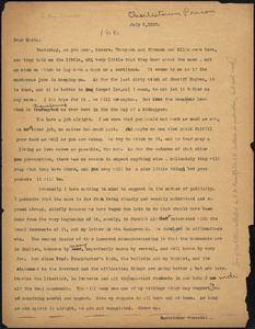 Bartolomeo Vanzetti typed letter (copy) to Mary Donovan, Charlestown, 8 July 1927