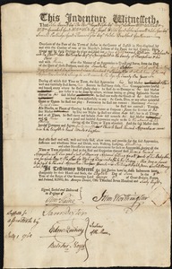 William Delahunt indentured to apprentice with John Worthington of Springfield