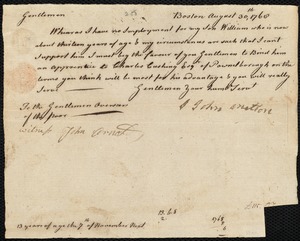 William Milton indentured to apprentice with Charles Cushing of Pownalborough
