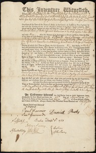 Samuel Hartley indentured to apprentice with Daniel Parks of Boston