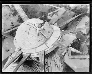NYC steeplejack doing his stuff on top of Statue of Liberty