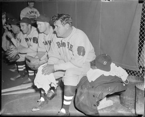 Boston Bees in dugout - Digital Commonwealth