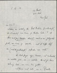 Ewers, Hanns Heinz, 1871-1943 autograph letter signed to Hugo Münsterberg, New York, 5 November 1914