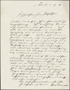 Foerster, Friedrich Wilhelm, 1869-1966 autograph letter signed to Hugo Münsterberg, Zurich, 2 September 1911