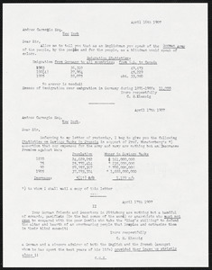 Transcription of letters from C.H. Kiessig to Andrew Carnegie, New York, 16-17 April 1907