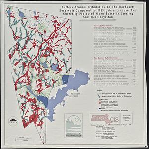Buffers around tributaries to the Wachusett Reservoir compared to 1985 urban landuse and currently protected open space in Sterling and West Boylston, 1988