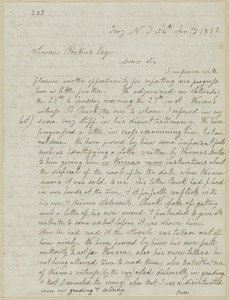 John Brown autograph letter signed to Simon Perkins, Troy, N.Y., 26 January 1852