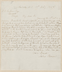 John Brown autograph letter signed to Franklin Benjamin Sanborn, Rochester, N.Y., 17 February 1858