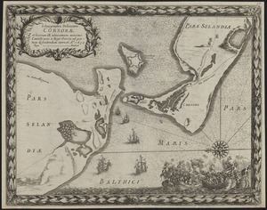 Ichnographia delineatio Corsorae et locorum illi adiacentium maximè Castelli novi à Rege Sueciae ad portum defendendum extructi ao. 1659