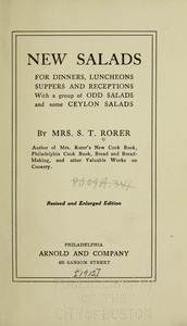 New salads for dinners, luncheons, suppers and receptions with a group of odd salads and some Ceylon salads
