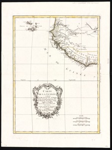 Carte de la Guinée contenant les Isles du Cap Verd, le Senegal, la Côte de Guinée proprement dite, les Royaumes de Loango, Congo, Angola et Benguela, avec les pays voisins autant qu'ils sont connus