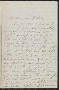 Elizabeth Hawthorne autograph letter signed to James Thomas Fields, [Salem], 12 December 1870