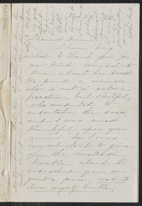 Sophia Hawthorne autograph letter signed to Annie Adams Fields, [Concord], 29 November [18]63