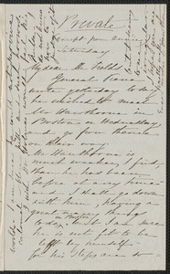 Sophia Hawthorne autograph letter signed to James Thomas Fields, [Concord, 7 May 1864]